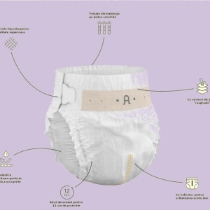 Scutece hipoalergenice Supreme Agnotis, marimea nr. 3, 6-10 kg, 44 bucati - Img 2