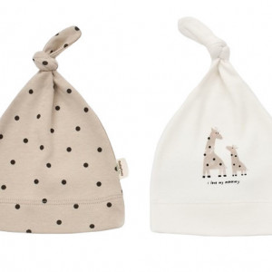 Set 2 caciulite Girafa, BabyCosy, Ecru/Mink