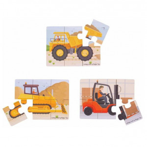Set 3 puzzle din lemn - Vehicule pentru constructii - Img 4