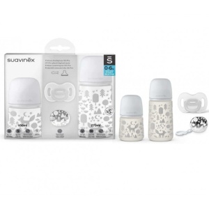 Set Cadou biberon 150 ml + biberon 270 ml + suzeta + lantisor suzeta Fox, Suavinex
