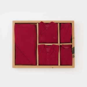 Set de 10 piese pentru nou nascut - 100% bumbac organic - Rosu, BabyCosy - Img 5