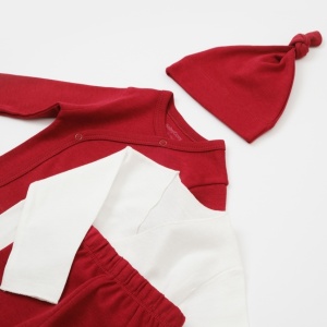 Set de 5 piese pentru nou nascut - 100% bumbac organic - Rosu, BabyCosy - Img 7