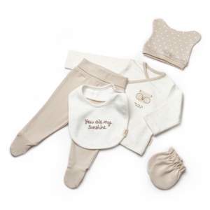 Set de 5 piese pentru nou nascut, 100% bumbac organic, TeddyBear, BabyCosy - Img 8
