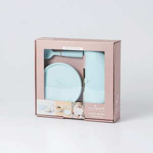 Set diversificare hrana bebelusi Miniware First Bites, 100% din materiale naturale biodegradabile, 4 piese, Aqua - Img 5