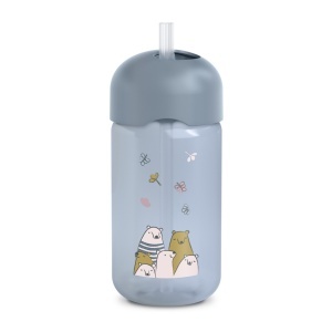 Sticla de apa fara picurare, Bears, 340 ml, albastru, Suavinex