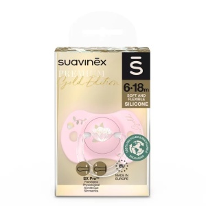Suzeta fiziologica SX Pro din silicon 6-18 luni Roz Gold Premium - Img 4
