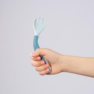 Tacamuri flexibile pentru copii, lingurita si furculita, fara BPA, albastru, 6+ luni, Reer 23033 - Img 5