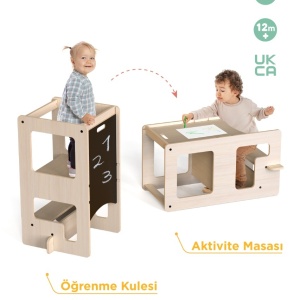 Turn de invatare multifunctional Kule Flip, Natur, MamaToyz - Img 3