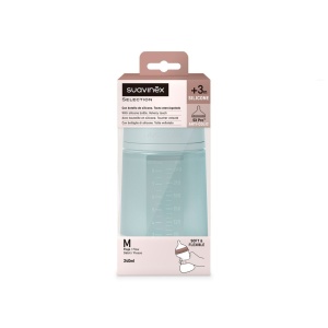 Biberon din silicon, 240ml, Colour Essence SX Pro debit mediu, albastru - Img 2
