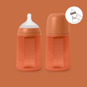 Biberon din silicon, 240ml, Colour Essence SX Pro debit mediu, rosu - Img 3