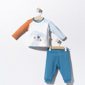 Compleu 2 piese Dogs pentru baietei, Tongs baby (Culoare: Mustar, Marime: 6-9 luni) - Img 2