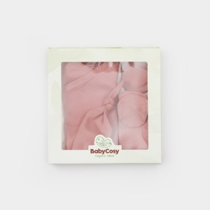Cutie 4 piese pentru nou nascut - 100% bumbac organic - Roz, BabyCosy