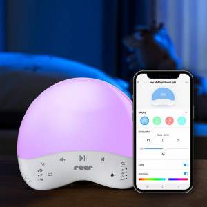 Lampa de veghe inteligenta cu 25 de sunete, multicolora, comunicare prin Wi-Fi cu smartphone, temporizator, Reer MyMagic SmartLight 52470 - Img 5