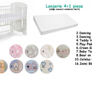 Pachet 3 in 1 Patut Safari Giraffe Alb 120x60
