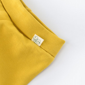 Pantaloni cu Botosei - Bumbac organic Galben pal (Marime: 0-3 Luni) - Img 2