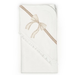 Paturica pentru nou nascut, 100% bumbac organic, Bow, BabyCosy, stone
