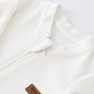 Salopeta cu maneca lunga si fermoar din 80%bumbac organic si 20% poliester - Ecru, Baby Cosy (Marime: 12-18 Luni) - Img 3