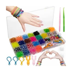Set creativ elastice loom colorate cu organizator si accesorii, 1500 piese Kruzzel MY18061 - Img 3