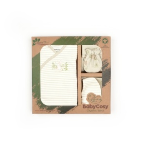 Set de 5 piese pentru nou nascut, 100% bumbac organic, Rabbit, BabyCosy