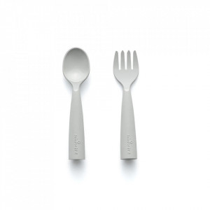 Set de tacamuri bebelusi Miniware My First Cutlery, 100% din materiale naturale biodegradabile, Dove Grey - Img 2