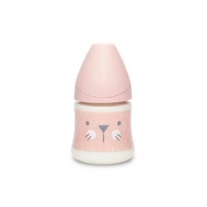 Biberon 150 ml cu tetina rotunda din silicon, debit lent, pisica roz Hygge Suavinex - Img 2
