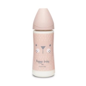 Biberon 360 ml ml cu tetina rotunda din silicon, debit dens, pisica roz Hygge Suavinex - Img 2
