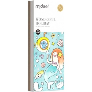 Carte de colorat cu apa, pensula de pictat si culori incluse, 19 x 8 x 1.3 cm, Wonderful Holiday Mideer MD4226 - Img 2