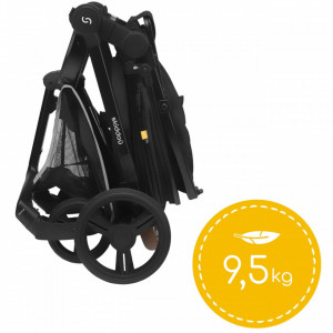 Carucior transformabil 2 in 1 Nasjo, Onyx, Negru, Skiddou - Img 2