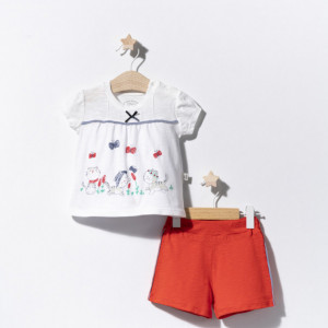 Compleu 2 piese cu pisicute pentru bebelusi, Tongs baby (Culoare: Galben, Marime: 6-9 luni) - Img 2