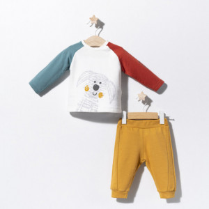 Compleu 2 piese Dogs pentru baietei, Tongs baby (Culoare: Mustar, Marime: 6-9 luni) - Img 5