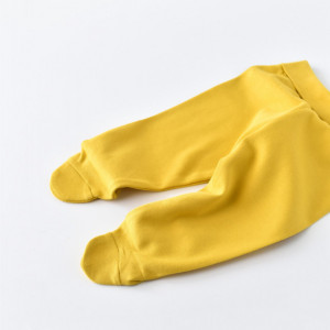 Pantaloni cu Botosei - Bumbac organic Galben pal (Marime: 3-6 Luni) - Img 4