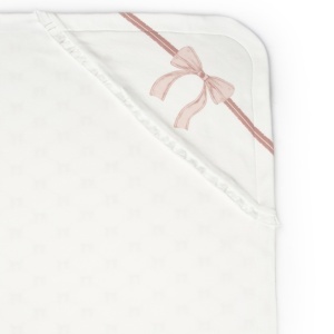 Paturica pentru nou nascut, 100% bumbac organic, Bow, BabyCosy, powder - Img 3