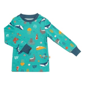 Pijama 100% bumbac organic, Under the Sea, 7-8 ani - Img 2
