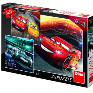 Puzzle 3 in 1 - Cars 3: Cursa cea mare (3 x 55 piese)