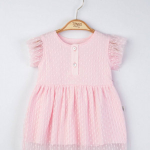 Rochita eleganta cu tulle pentru fetite, Tongs baby (Culoare: Ecru, Marime: 9-12 luni) - Img 3