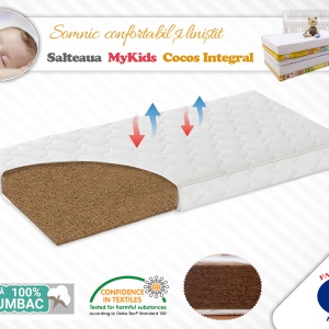 Saltea MyKids Fibra De Cocos Integral 120x60x10 Husa Bumbac Matlasat