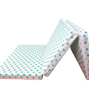 Saltea Pliabila Spuma Poliuretanica 120x60x5 cm - Light Blue Stars
