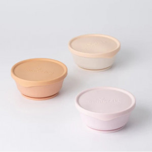 Set 3 boluri cu capac hrana bebelusi Miniware, 100% din materiale naturale biodegradabile, Cotton Candy+Toffee+Vanilla - Img 2