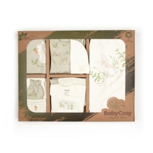 Set de 10 piese pentru nou nascut, 100% bumbac organic, Rabbit, BabyCosy