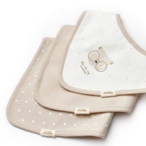 Set de 3 bavete pentru nou nascut, 100% bumbac organic, TeddyBear, BabyCosy - Img 4