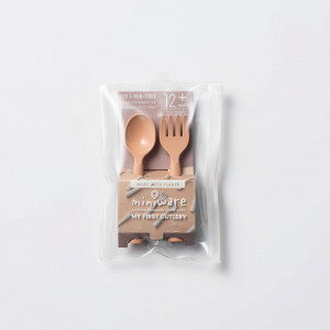 Set de tacamuri bebelusi Miniware My First Cutlery, 100% din materiale naturale biodegradabile, Toffee - Img 2