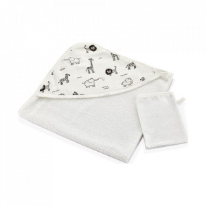 Set prosop si manusa de baie 72x72 cm BabyJem (Model: Inele colorate) - Img 3
