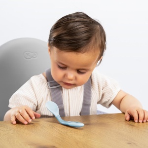 Tacamuri flexibile pentru copii, lingurita si furculita, fara BPA, albastru, 6+ luni, Reer 23033 - Img 7