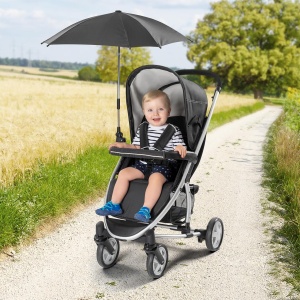Umbrela parasolar carucior copii, protectie UV 80+, forma patrata 80 cm, reglabila 180°, prindere universala anti-alunecare, negru, Reer ShineSafe 84261 - Img 6