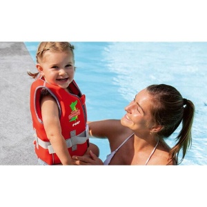 Vesta de inot pentru copii, ajustabila, 15–19 kg (2-3 ani), marimea S, rosie, cu imprimeu crocodil, Reer MySwimBuddy Swim Vest S, 66034 - Img 5