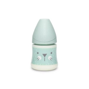 Biberon 150 ml cu tetina rotunda din silicon, debit lent, pisica verde Hygge Suavinex - Img 2