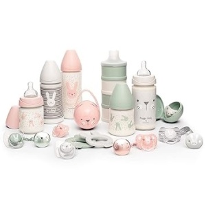 Biberon 270 ml cu tetina rotunda din silicon, 3 fluxuri, iepuras gri Hygge Suavinex - Img 3