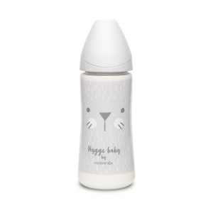 Biberon 360 ml cu tetina rotunda din silicon, debit dens, pisica gri Hygge Suavinex - Img 2