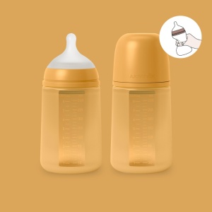 Biberon din silicon, 240ml, Colour Essence SX Pro debit mediu, galben mustar - Img 4
