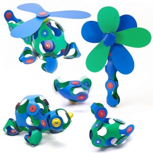 Clixo® joc magnetic de construit - Crew Albastru & Verde (30 piese) - Img 3